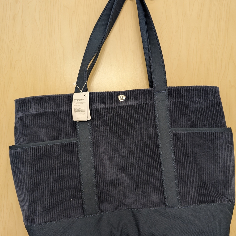 Lululemon Daily Multi Pocket Tote In Navy Corduroy